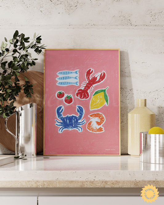 Bold Series A Seafood Summer Print Pink ✹ Digital Download