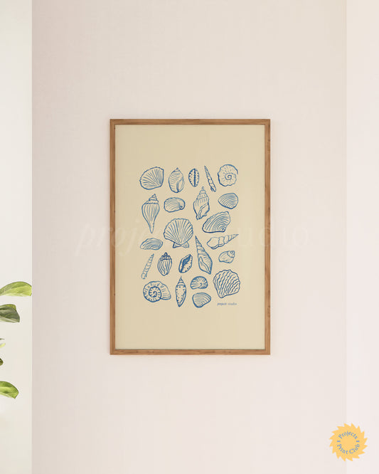 Seashell Print Watercolour Blue ✹ Digital Download