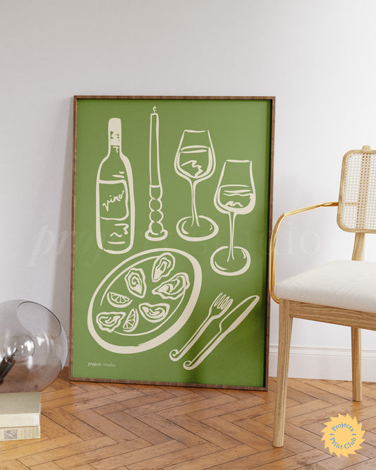 A Dinner Party Print Avocado Green ✹ Digital Download