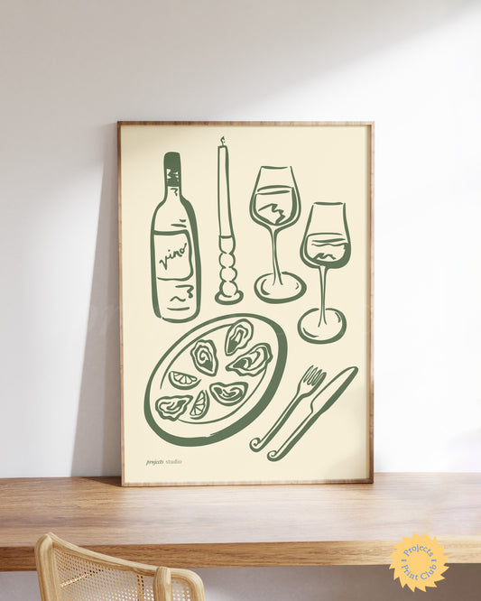 A Dinner Party Print Olive Green ✹ Digital Download